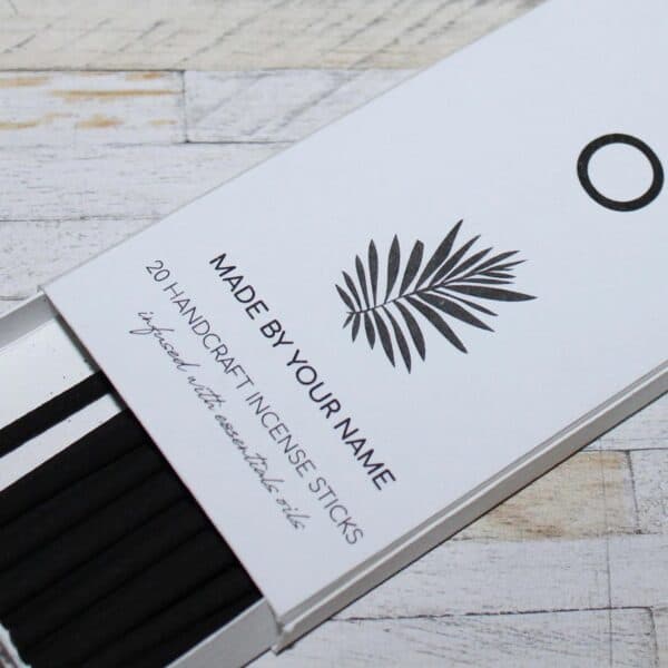 custom design white sugarcane incense slide out box with white matte label