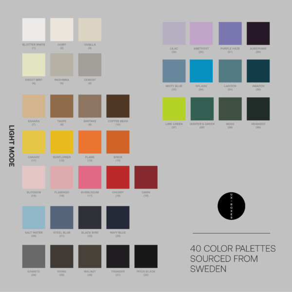 40 Color Palettes Sourced from Sweden Light Mode View