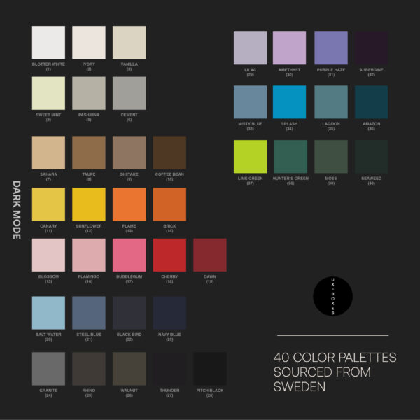 40 Color Palettes Sourced from Sweden Dark Mode View
