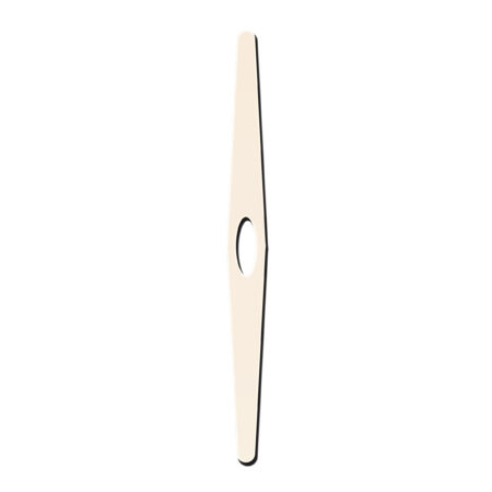 UX BOXES® | A digital rendering of a Double-Ended Cream-Colored Perfume Scent Strip with Tapered Tip outlined.