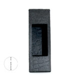 UX BOXES® | Leather-Touch Straight Tuck End Gift Open-Window Dropper Bottle Boxes™. Small straight tuck end black window dropper bottle boxes embossed with a leather-like appearance in bright lighting.