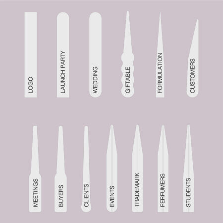 Personalized Perfume Scent Strips for logo, launch parties, wedding, giftables, formulations, customers, meetings, buyers, clients, perfumers, events, trademarks, students