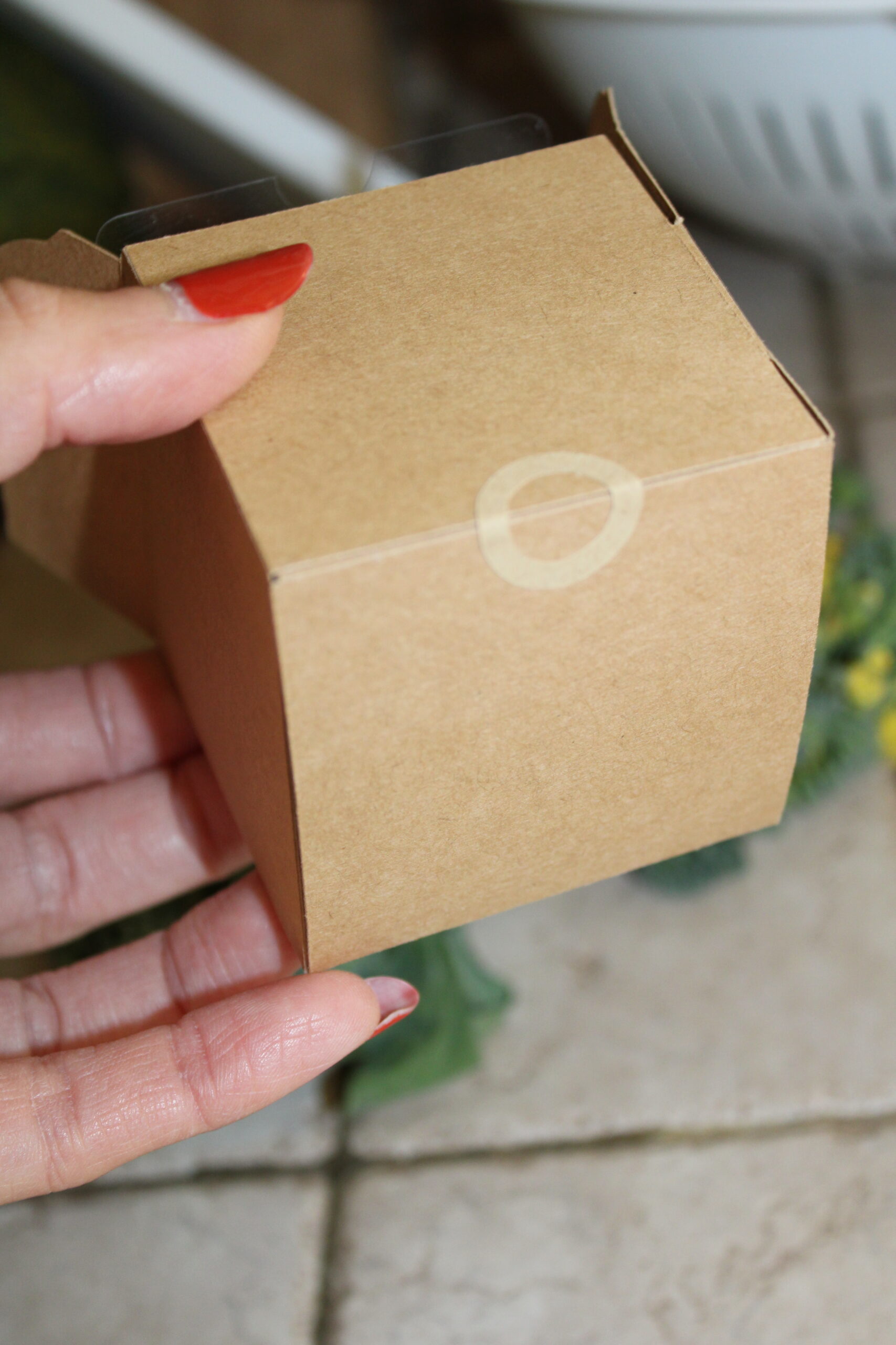 Kraft Cream Jar Square Box with a donut kraft seal.